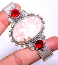 Girls Woman Garnet Adst. Scolecite Gift, Orange - Silver & For T919, Birthday Valentine's Day Beautiful Bali Cuff India & Plated Jewelry Gift, 925