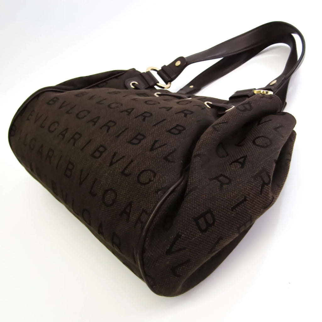 Brown Women's Bvlgari Pre-Owned Canvas Logomania Bag Handbag,Tote (Good)