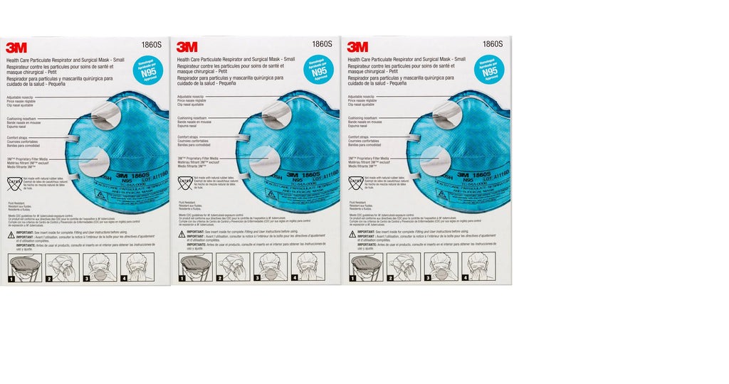 NIOSH Masks 3M 1860S Boxes Small 20 Respirators, N95 of 3 Particulate