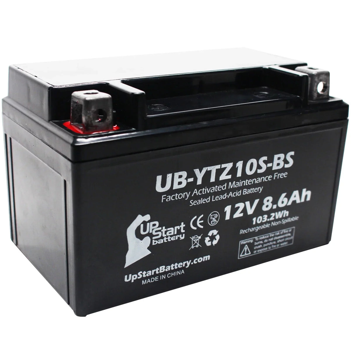 for Free, Activated, 2010 Replacement UB-YTZ10S-BS Factory Yamaha 8.6Ah, UpStart 12V, YZF-R1 Battery 4-Pack 1000CC Maintenance Motorcycle - Battery