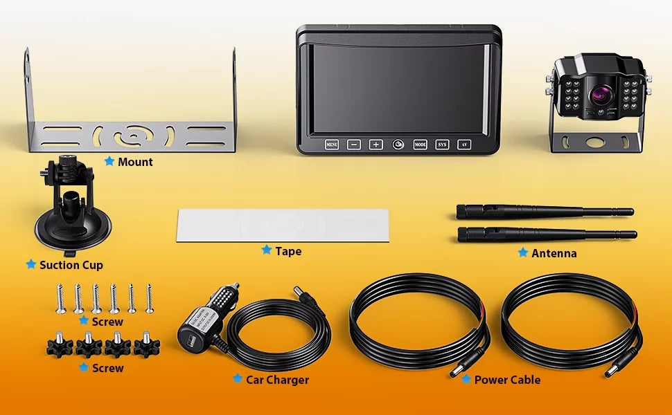 DVR Wireless Trailer, Camper, Pickup Monitor Xroose for RV 7” Rear + Range Button Camera Backup Long View Truck Extra 1080P with Signal Touch Camera CM1 Monitor Kit Recorder Motorhome for