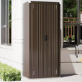and Garden Garage& Shelves with Metal 70" YODOLLA Brown for Storage in Cabinet Organizer Storage Shed Indoor Doors Outdoor/