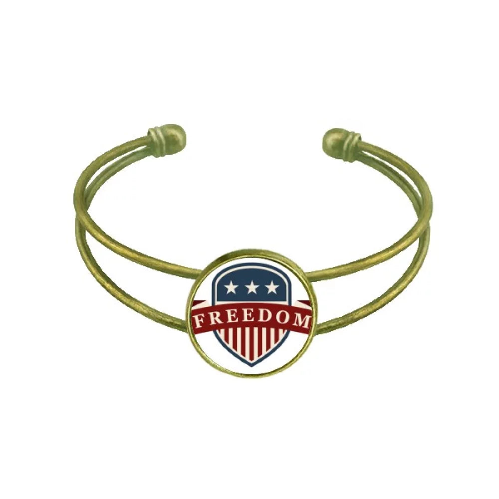 Shield Stripes Cuff Bangle Bracelet Retro Jewelry Open Stars And America City