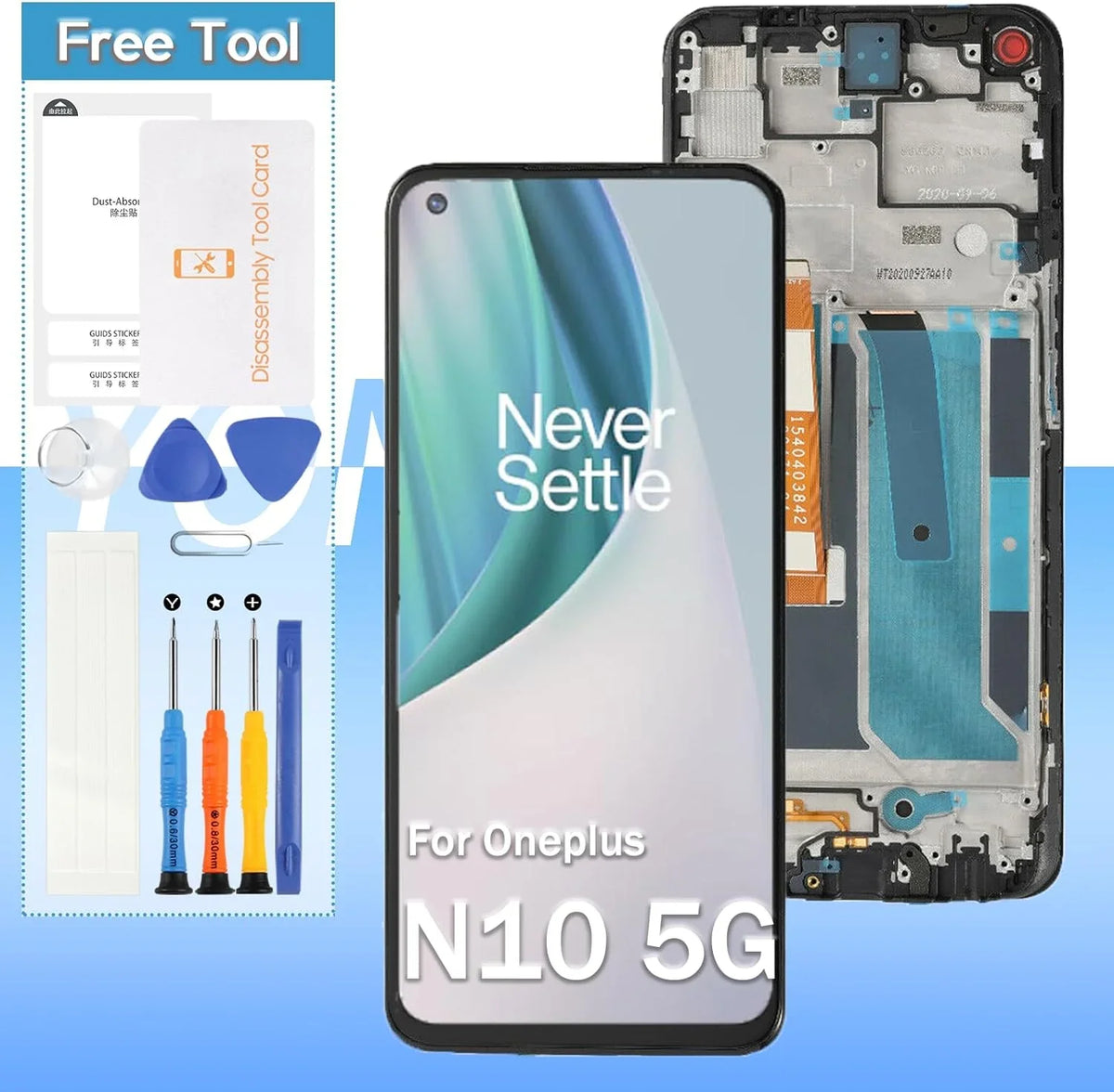 BE2025, Assembly 5G Plus Display N10 Screen 6.49" BE2029, for Replacement Nord BE2026, Touch Frame(Not Digitizer N100) Nord LCD One BE2028 with for