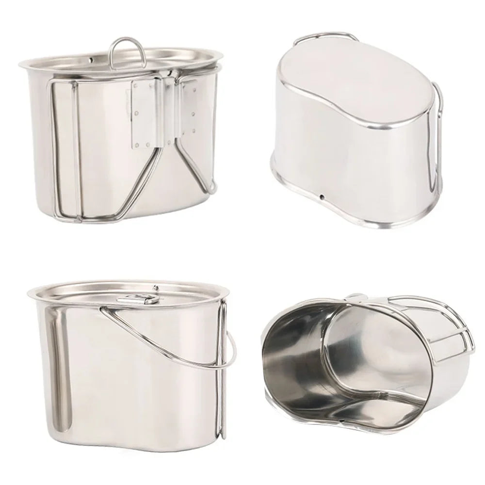 Cup Hanging Pot Cooking Stove Lixada Hiking Cookware Steel Reliable Survival Practical Stainless with Canteen Wood Set Picnic Equipment Backpacking Camping - for and