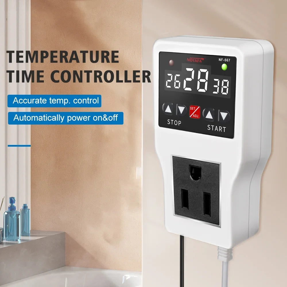 Appliances Ideal NF-567 Timer Digital Controller Plug 800W Switch, Home 10A, Cooling Temperature – Shinysix Thermostat Heating with Sensor Temperature Socket NOYAFA for