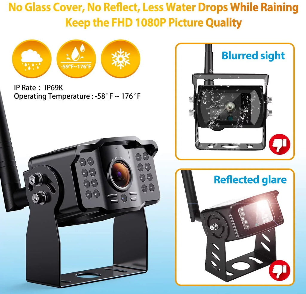 DVR Wireless Trailer, Camper, Pickup Monitor Xroose for RV 7” Rear + Range Button Camera Backup Long View Truck Extra 1080P with Signal Touch Camera CM1 Monitor Kit Recorder Motorhome for