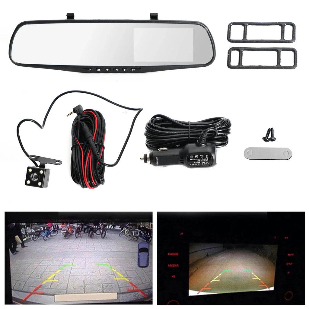 Dash Dual Car Cam HD Recorder Rear Front DVR Rearview 1080P Mirror Video Camera
