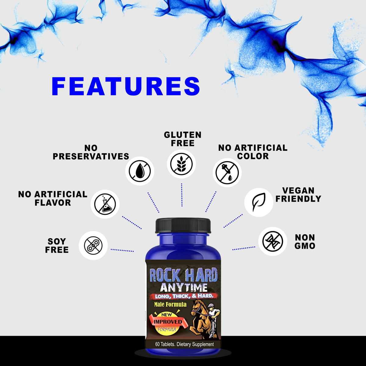 RH Stamina, Boost Pills Testosterone Supplement Energy Strength, Natural Anytime 60
