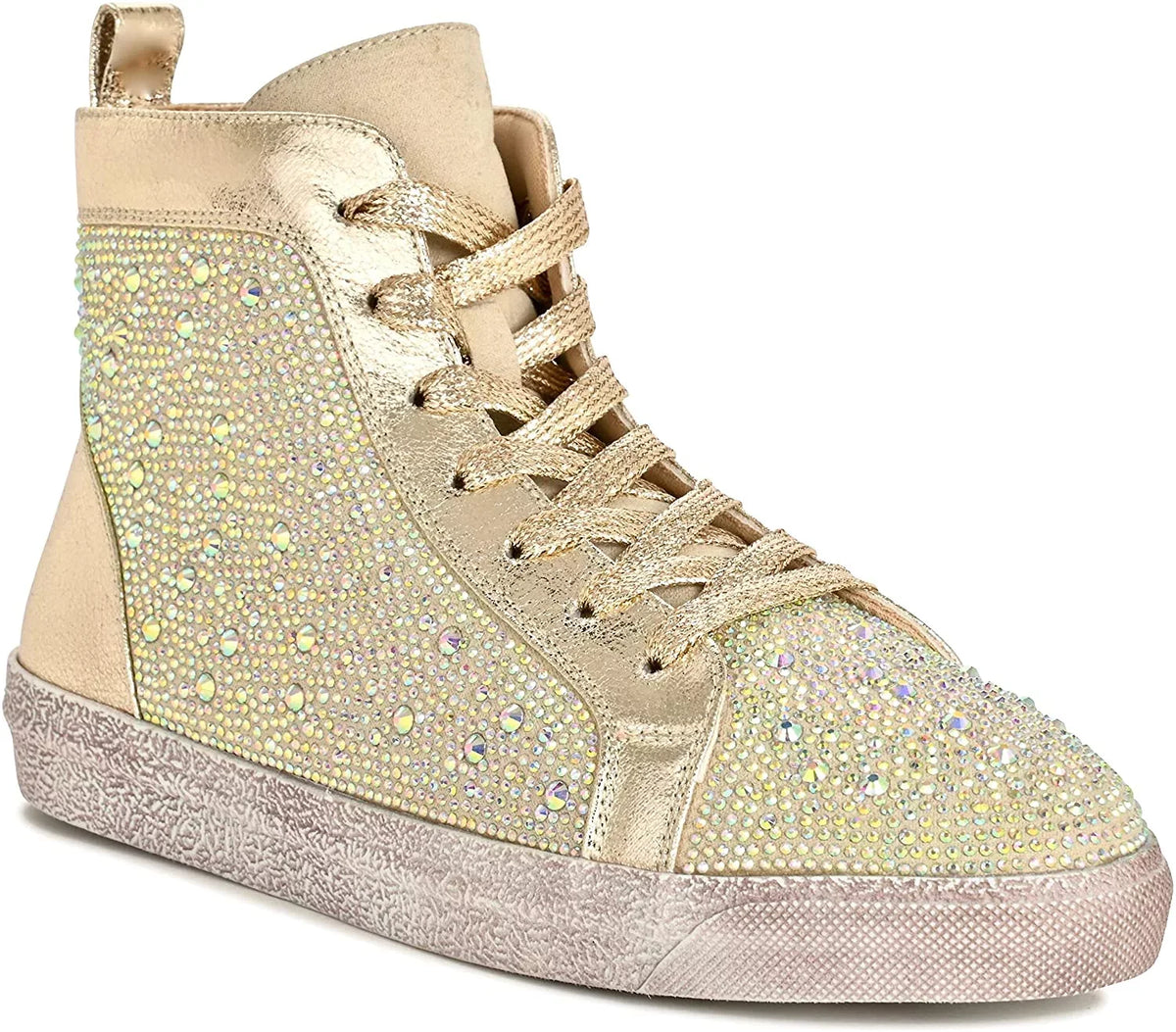 Rhinestones Athletic with Top Union Gold High Foxy Fashion 9 Sneaker Ninety