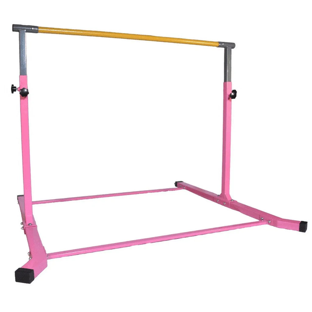 Gymnastics, Durable Bar Equipment, Gymnastic Junior Training Heavy for Kip 5 Duty Star-TD Strong Legs, Expandable Bar, FT, Height Adjustable and Pink Home Horizontal 3-5 Curved Kids,