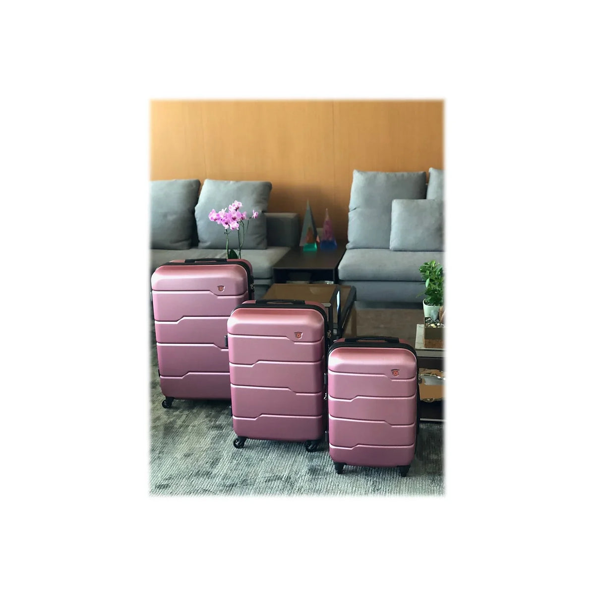 Gold (DKRODSML-ROS) 3-Piece DUKAP Set Plastic RODEZ Luggage Rose