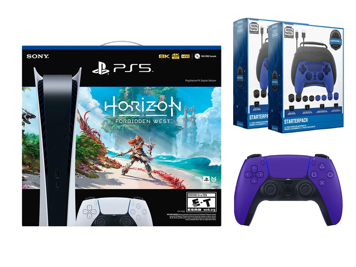 with Accessory Kit Starter with Digital Extra West Surge 2 Playstation Forbidden Gamer Horizon Controller Pack Purple Sony Pack Pro 5 Bundle
