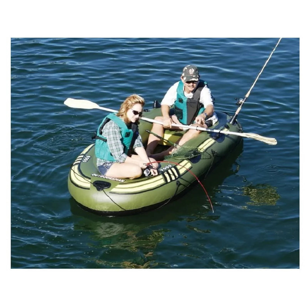 Black and Swim Green -12' Fishing Boat - 6-Person Inflatable Float Central