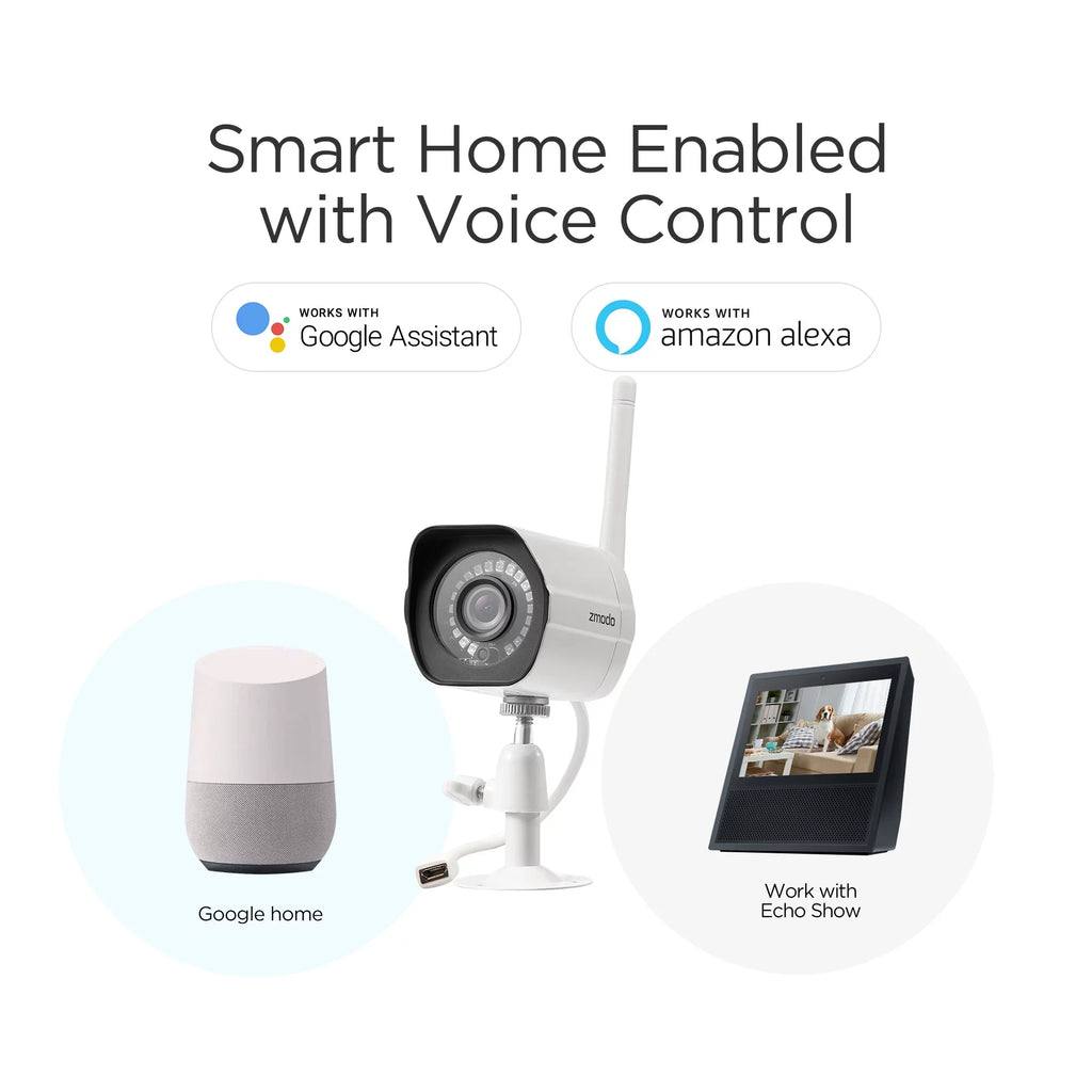 Assistant Zmodo with Google Security HD 2.4Ghz WiFi Full Only IP Smart Outdoor System (3 - Wireless Pack) with Vision Night Camera (Supports WiFi) Works Cameras
