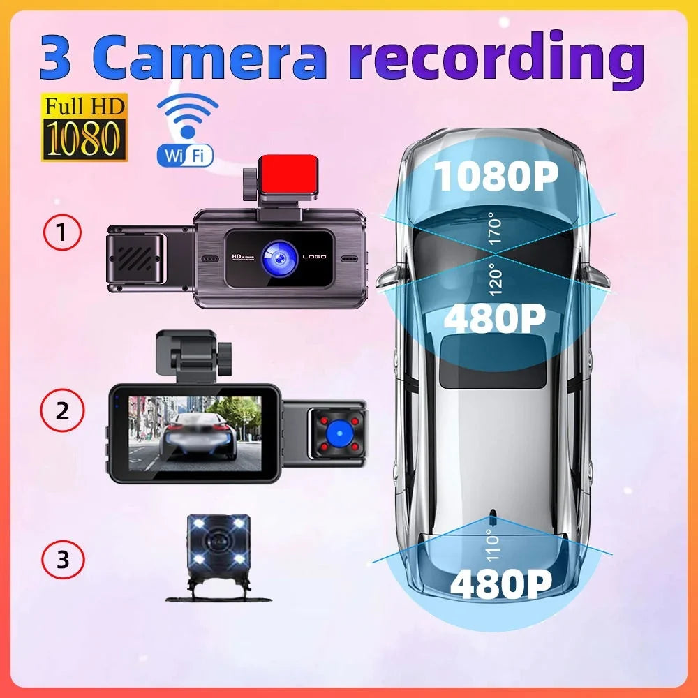 Video Mirror Cam and Clear Recording Car Rearview for with Parking Car Anself Dash
