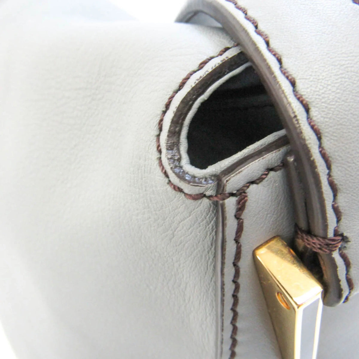 Leather Big Pre-Owned Mamma Shoulder (Good) Fendi Bucket 8BR638 Gray Women's Bag