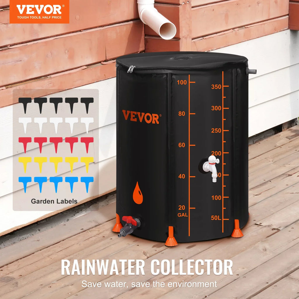 Including 100 Gallon Container Storage Kit, System Rainwater Collection Overflow Rain PVC Portable Barrel, Large and Water Tank Collapsible BENTISM Spigots Capacity,