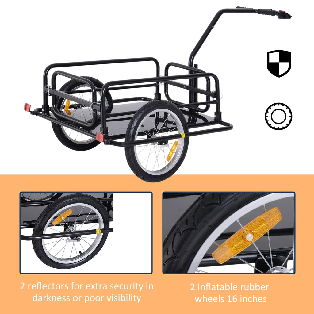 Hitch- 88 with Post Seat Bike to Trailer up Aosom Lbs. Cart Black Cargo Folding
