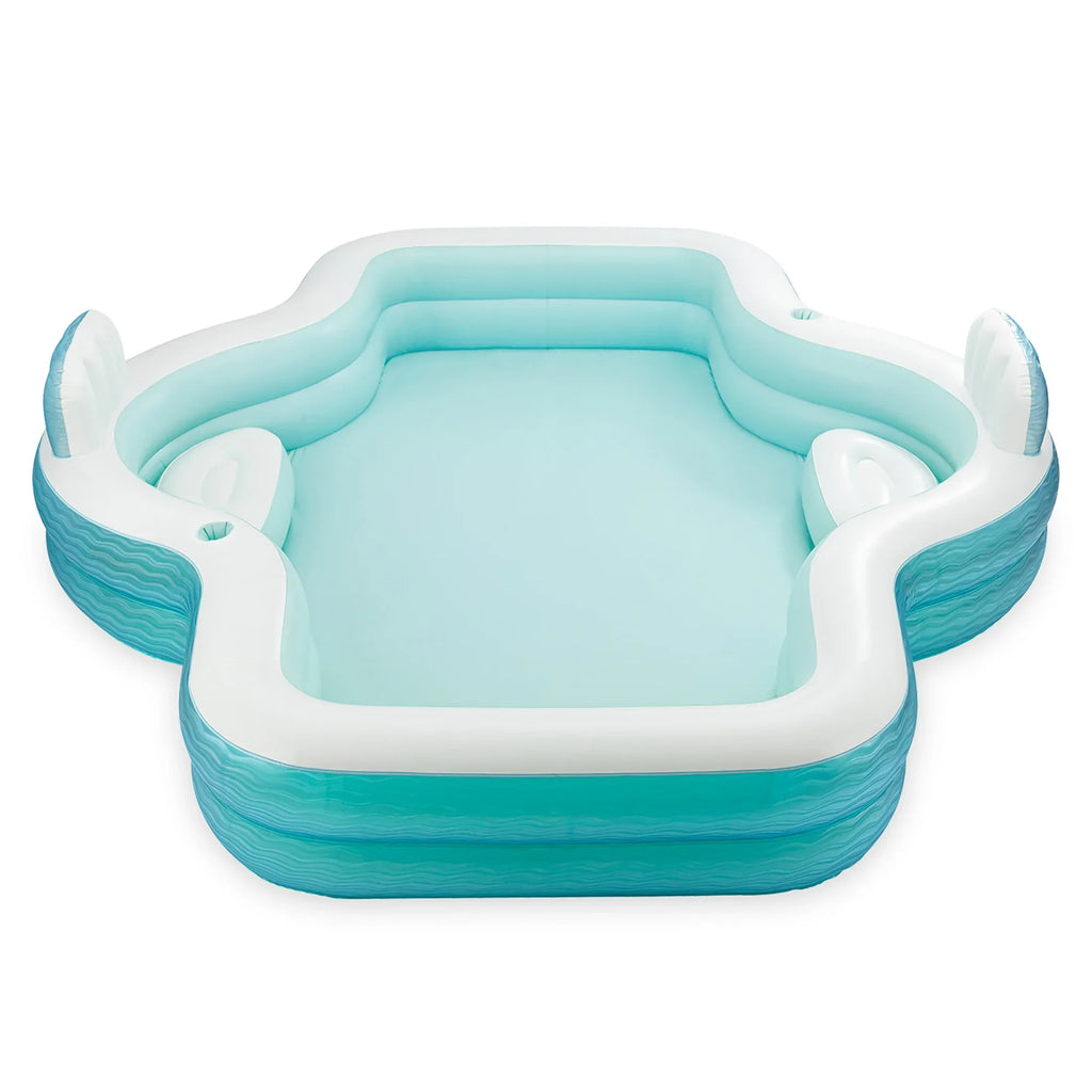 Inflatable Outdoor Party Holders, Funsicle: Cup Pool White, Lounge Comfortable Backrests, 10ft Teal - Pool, & 120x110x18", Shimmer Pool Family