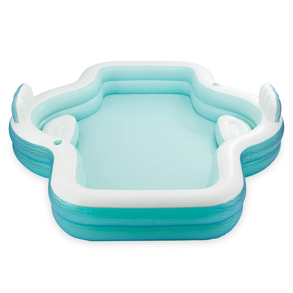 Inflatable Outdoor Party Holders, Funsicle: Cup Pool White, Lounge Comfortable Backrests, 10ft Teal - Pool, & 120x110x18", Shimmer Pool Family