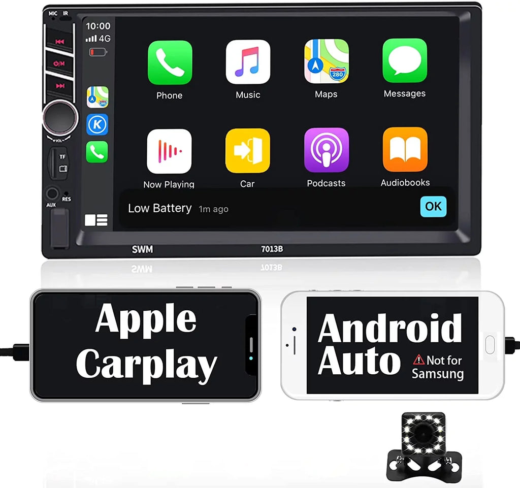 Bluetooth Control/USB/Remote Image Wheel with Carplay Touchscreen Input/Steering Player/FM/AM,Support 7 Compatible Android Stereo Auto Binize Unit/MP5 Radio Car Head inch Reversing Din Double
