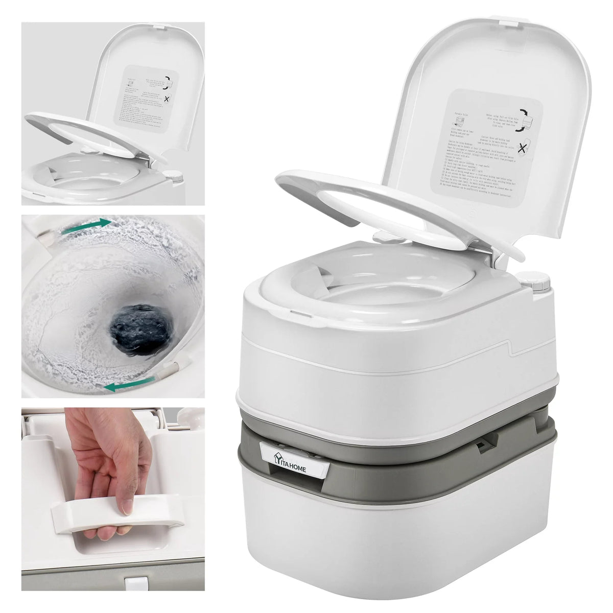 DWVO with Camping Spout Rotating RV 6.34 Portable Toilet Outdoor Level Potty RV Gallon Toilet, Porta Indicator, ,
