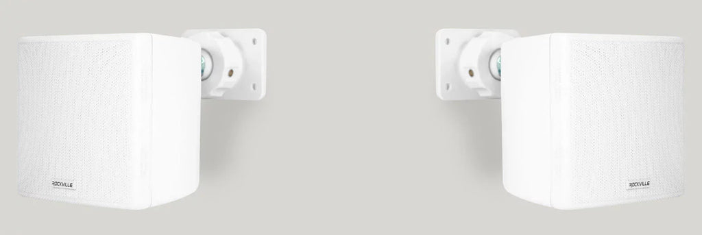 White 4-Room Wall Rockville Speakers Audio Home RPA40BT Receiver+(8) Cube Kit