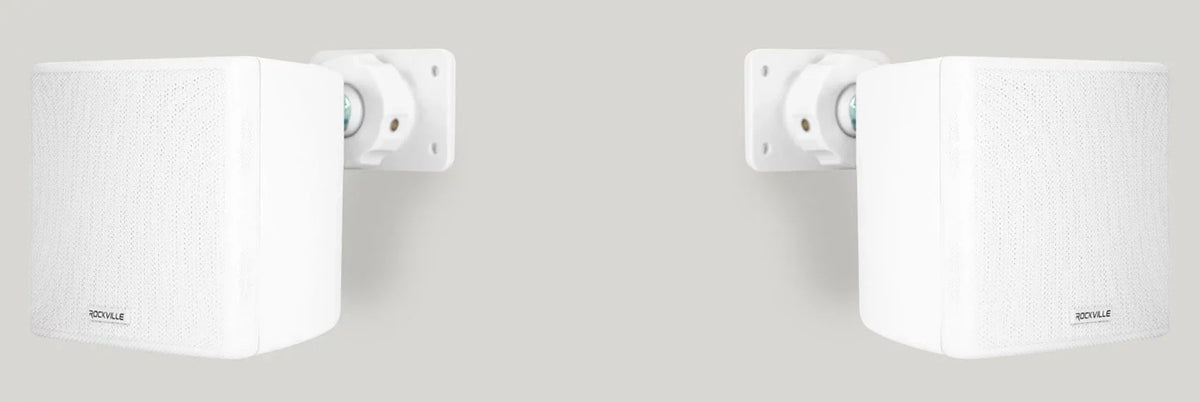 White 4-Room Wall Rockville Speakers Audio Home RPA40BT Receiver+(8) Cube Kit