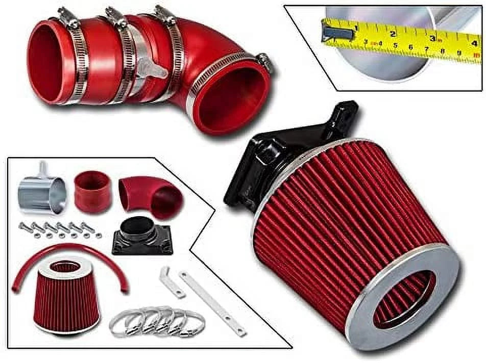 Rtunes Ram Air Intake + Racing For Short Lancer Compatible 2.0L 02-07 Mitsubishi Kit Combo Filter RED