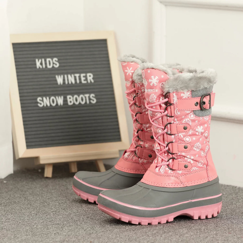 Snow Girls Ankle Pairs Lace PINK KRIVER-1 Waterproof Dream Winter Size Boys 12 Up Boots Warm Shoes Boots