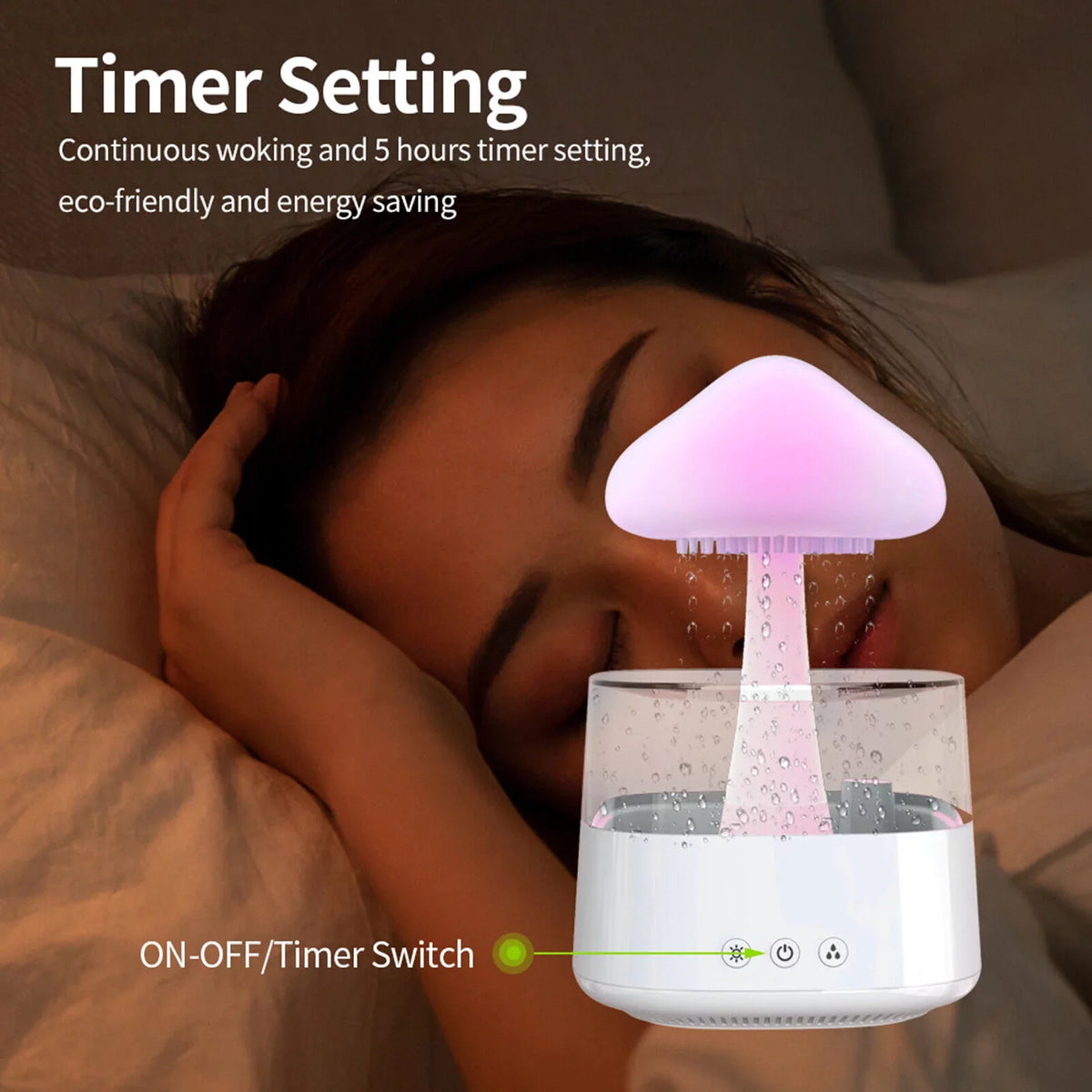 Mist, 450ml Light, 7 Bedside Cloud Relax Humidifier CJC Essential Drop Aromatherapy Rain Colors Diffuser Fountain Desk Sleep Oil LED Water