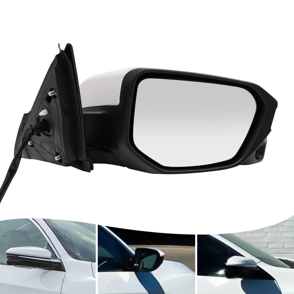 Fit Side Mirror Camera Sedan Honda Power White View Heated Right 2016-2020 Civic
