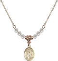 Saint Charm Birth and Month Stone Kilian Plated Gold Hamilton White Necklace April Beads with 4mm 18-Inch