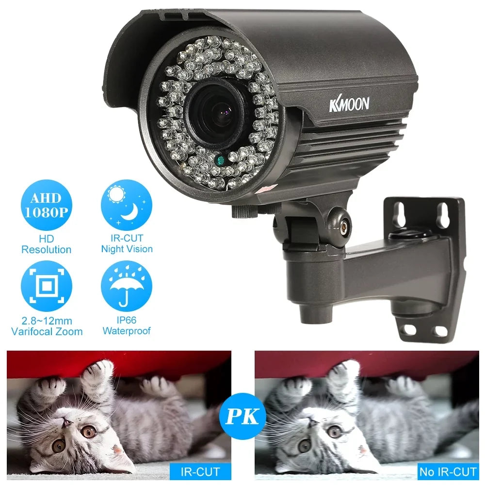 1/3” CMOS Manual PAL Night CCTV Camera, Weatherproof Andoer Vision, Indoor, Analog Zoom Varifocal 2.0MP Lens, AHD System, 1080P
