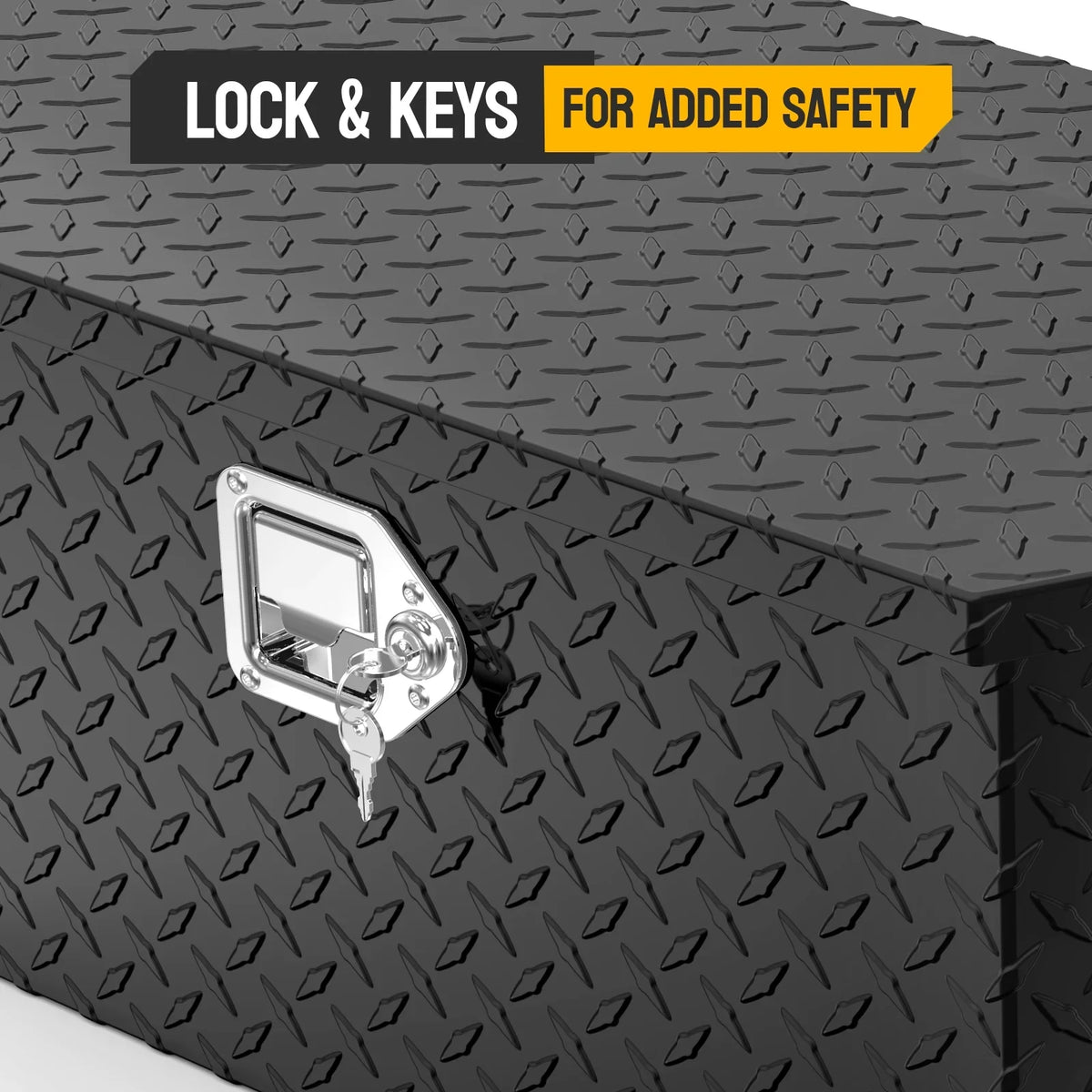 Truck Lock Plate Storage Trailer for Tongue Toolbox Black Aluminum & Trailer, Tool RV, Box Diamond Keys, Inch with 39 Pickup ATV, Organizer TUFFIOM Bed, Truck