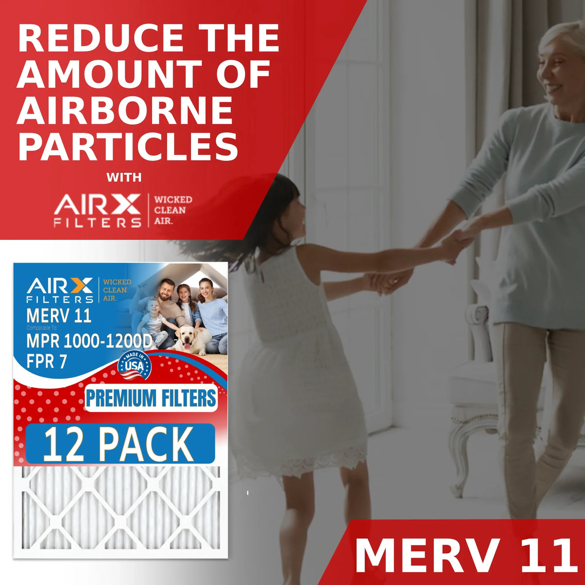 USA 14x25x1 FPR WICKED 12 Pack Filter AIR. MERV 11 & 7 by of Filters MPR AIRX 1000, MPR to Air FILTERS Comparable Furnace CLEAN Rating, - 1200 Made in