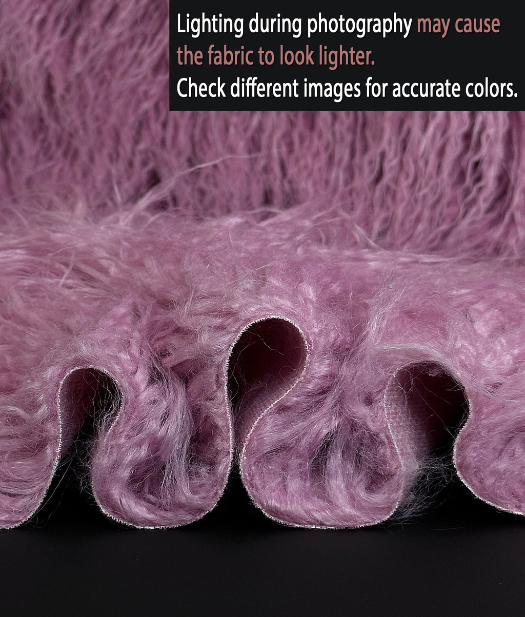 3.5" / Fake Rose) Yak 58" (Dusty Faux Continuous Craft, Yard Sewing Wide Fire LONG FUR Yarn Yard Pile 2.3oz Cosplay by Retardant Per Japanese CURLY Sold