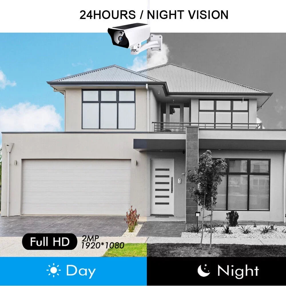 Powered Security Home Security Security Momery Camera, IP Camera Night Outdoor 18650 Solar and Card Vision with WiFi IP 1080P 32GB Pcs HD Batteries Camera, 3 Wireless
