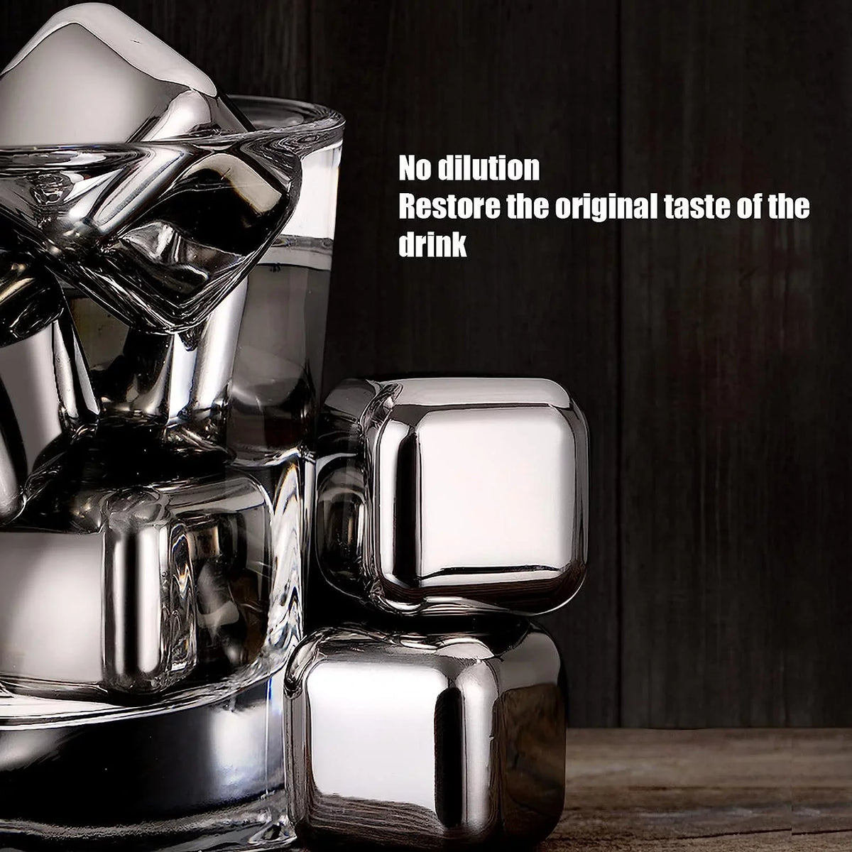 Men Metal Wine Cooling Pieces,Color:Square) Women(Size:8 Rocks Reusable Gin Whisky Stones Party Whisky Stainless Ice for Steel Chilling Tonic Scotch Drinks Cube
