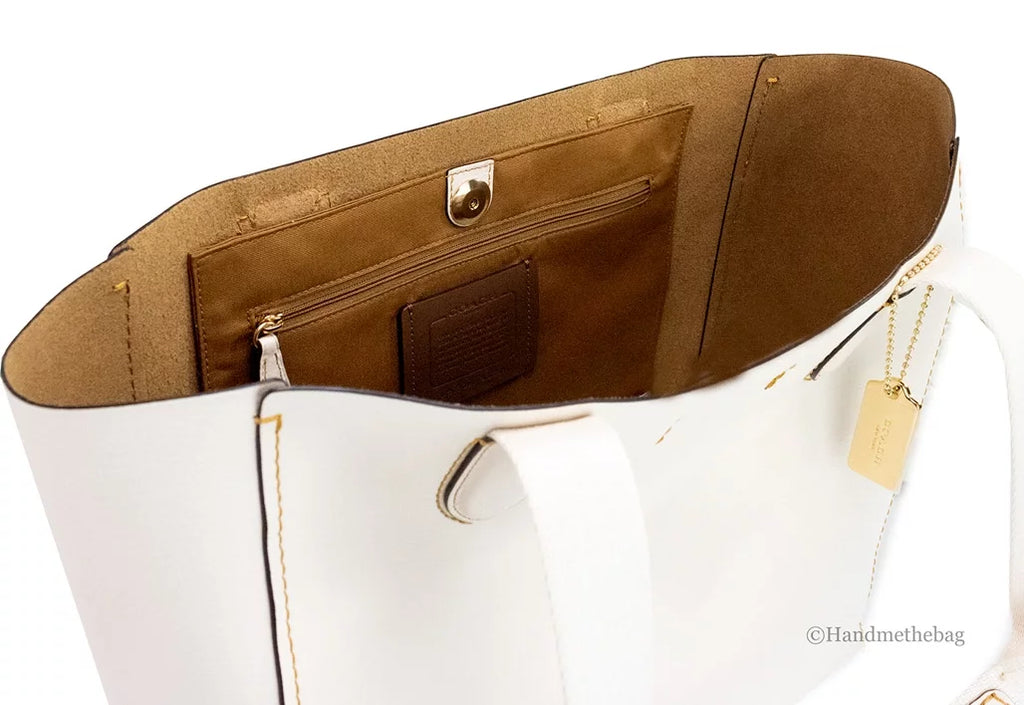 Tote Pebbled Coach Bag (58660) Chalk Handbag Shoulder Leather Derby Purse