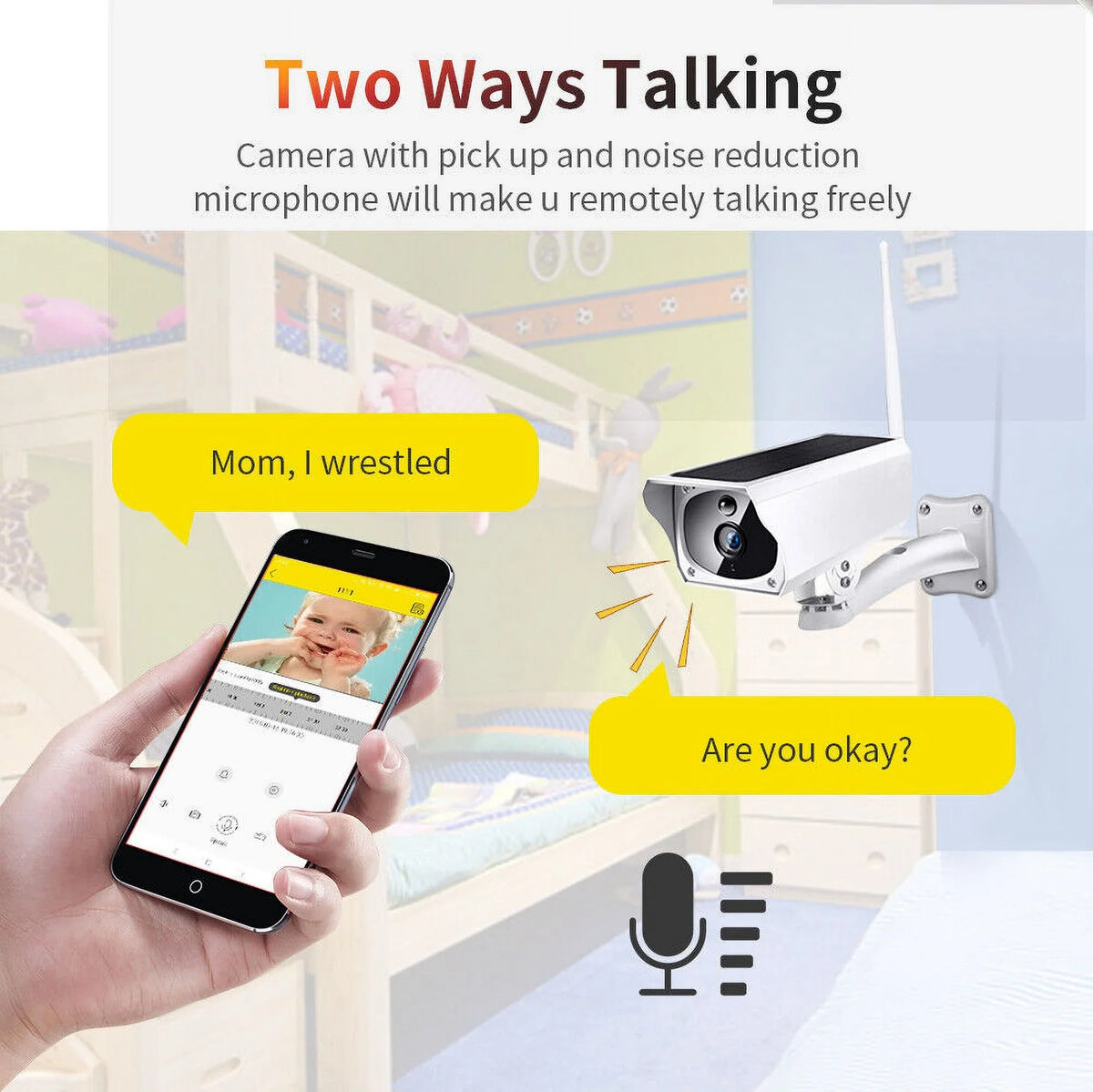 Powered Security Home Security Security Momery Camera, IP Camera Night Outdoor 18650 Solar and Card Vision with WiFi IP 1080P 32GB Pcs HD Batteries Camera, 3 Wireless