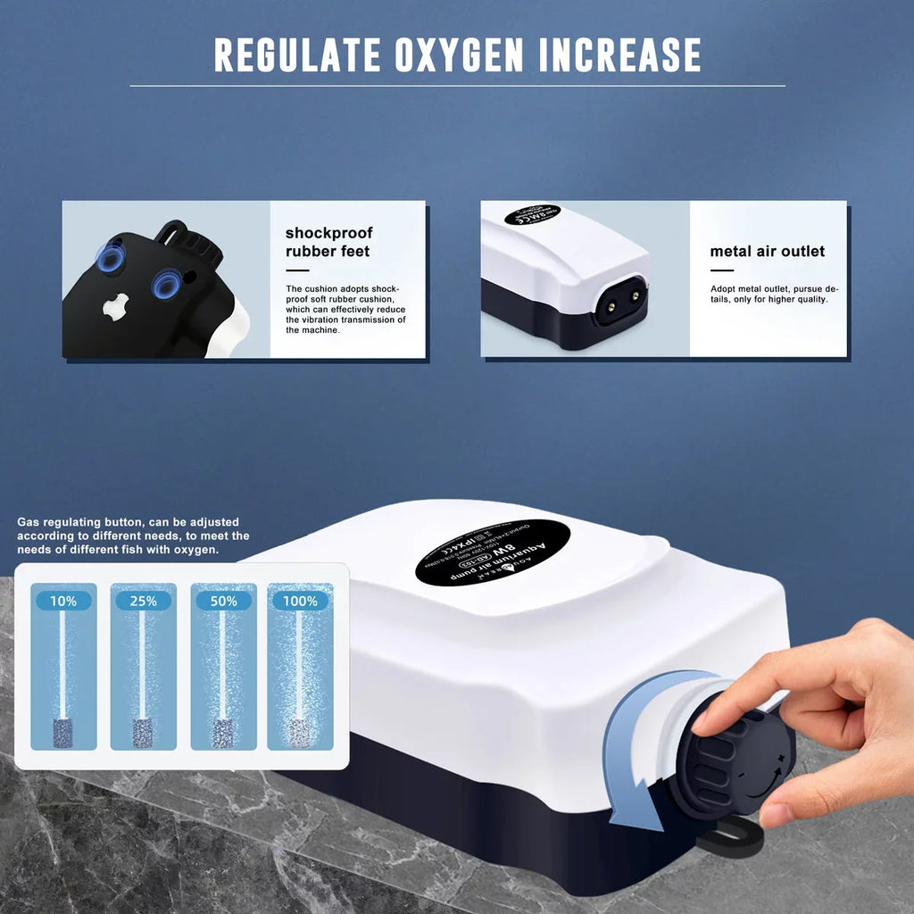 120 Oxygen Pump 75GPH Quiet Pump Fish Aerator Air for Oxygen Output Gallons 30 - Adjustment Tank, 2X