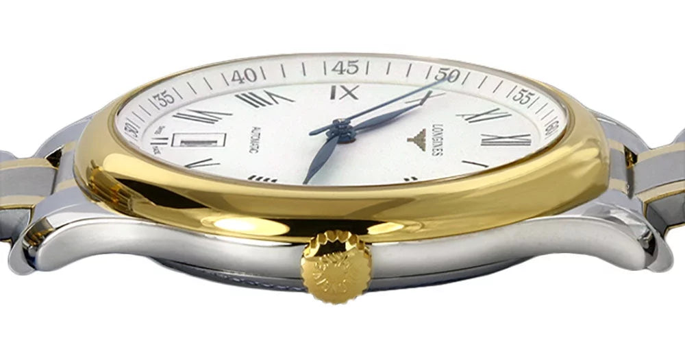 Date L2.628.5.11.7 Collection Yellow White Master Longines Automatic Gold Dial Watch Steel Mens 18k and