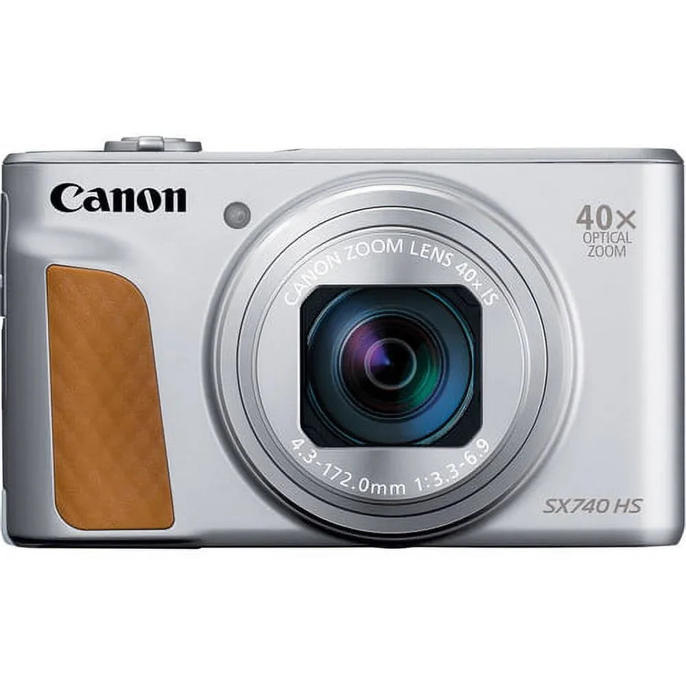 Camera Digital (Silver) with + PowerShot 64 + 2 GB Camera Tripod Batteries Card Canon Case SX740 + Premium HS