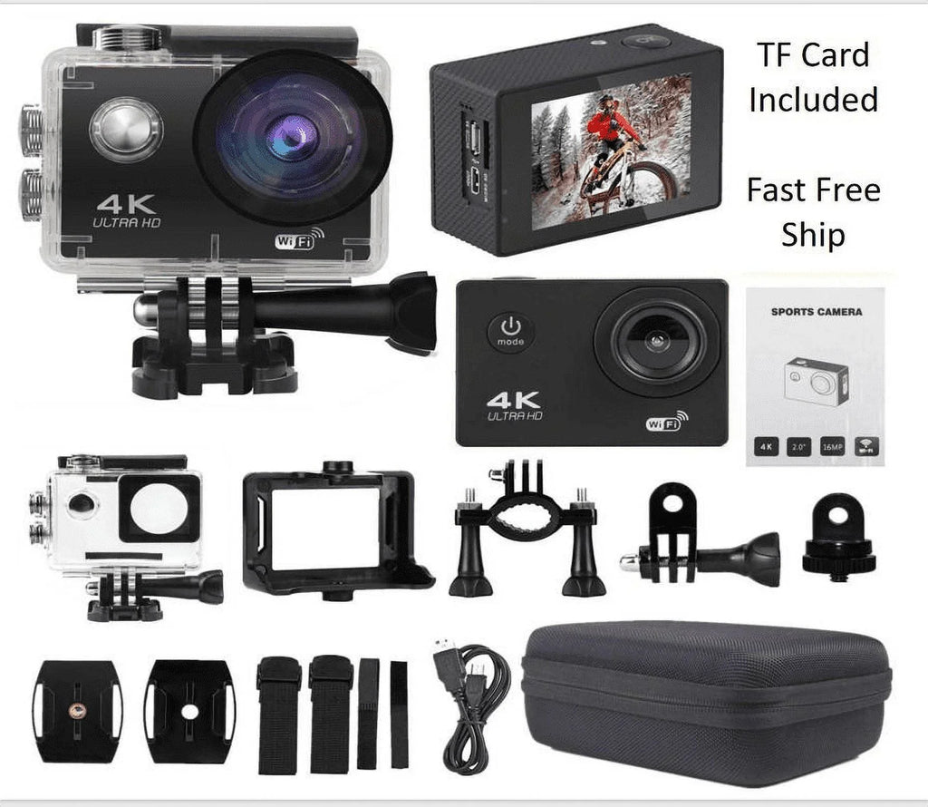 Carry Camera HD Battery, Card, 30M Camera Action Under 1080P Included Sports TF Waterproof, Case