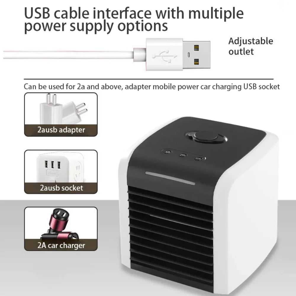 Cooler, Air with USB Quiet Room Personal Portable Mini Evaporative Home Rechargeable Conditioner, 2 Fan, Desk Air Office for Fan Speeds
