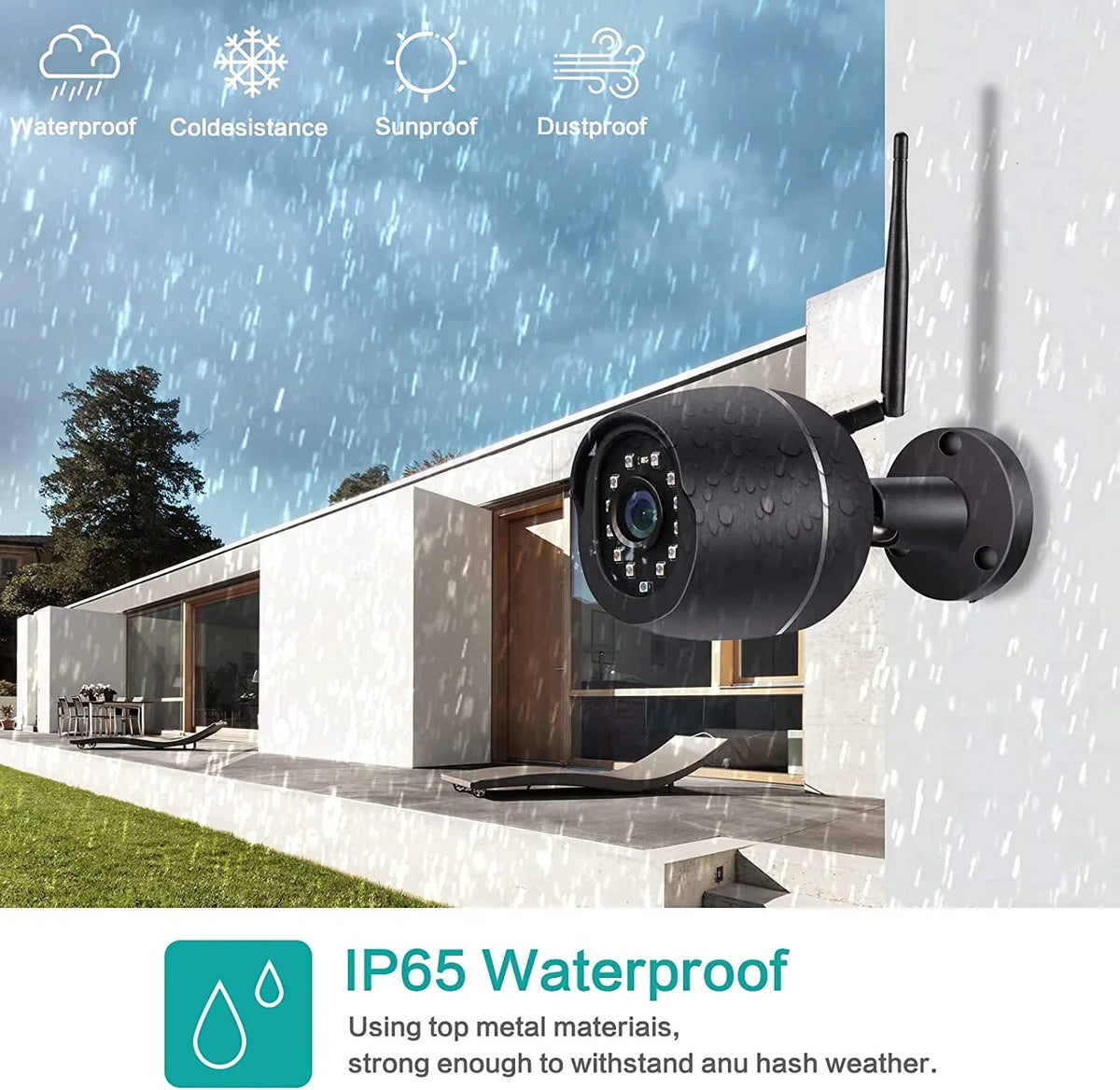Cameras, Two-Way Bullet Full for Detection with Cloud, Card Alexa Audio, Case WiFi Cameras Camera Waterproof 2 Security Pack Security 1080P Metal Home SD Outdoor Compatible Motion Alert,