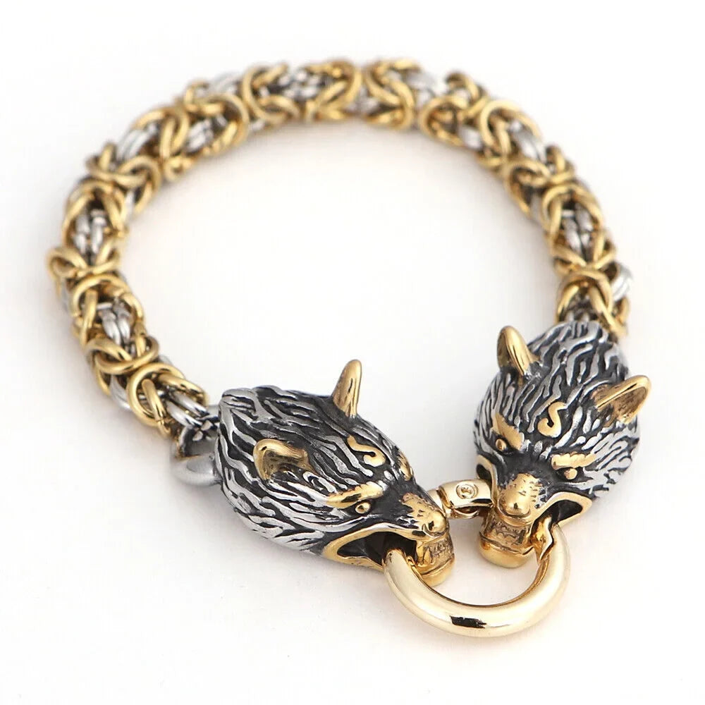 Handmade Men's Celtic Retro Bracelet Wolf Fashion Steel Stainless Jewelry Nordic