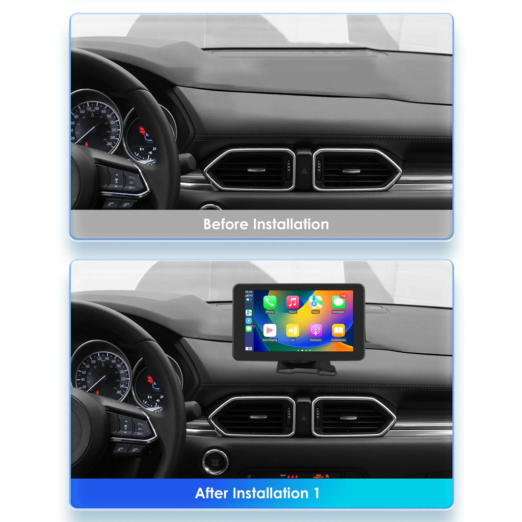 Adjustable 7" Radio 360° Auto GPS Bluetooth Android Car Camera Navigation Stereo Apple Unit Backup Carplay Link Touchscreen Mirror With Head Portable Player